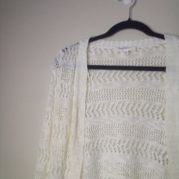 Cloud Chaser Cardigan Sweater Cropped Leightweight Open Long Sleeve White - Picture 13 of 16